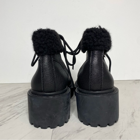 New! Kelsi Dagger Brooklyn Faux Fur Lace Up Black Boot 8 - Picture 3 of 14